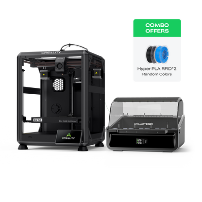 Creality K2 SE Combo US listing showing K2 SE printer with CFS and 2 included filament rolls