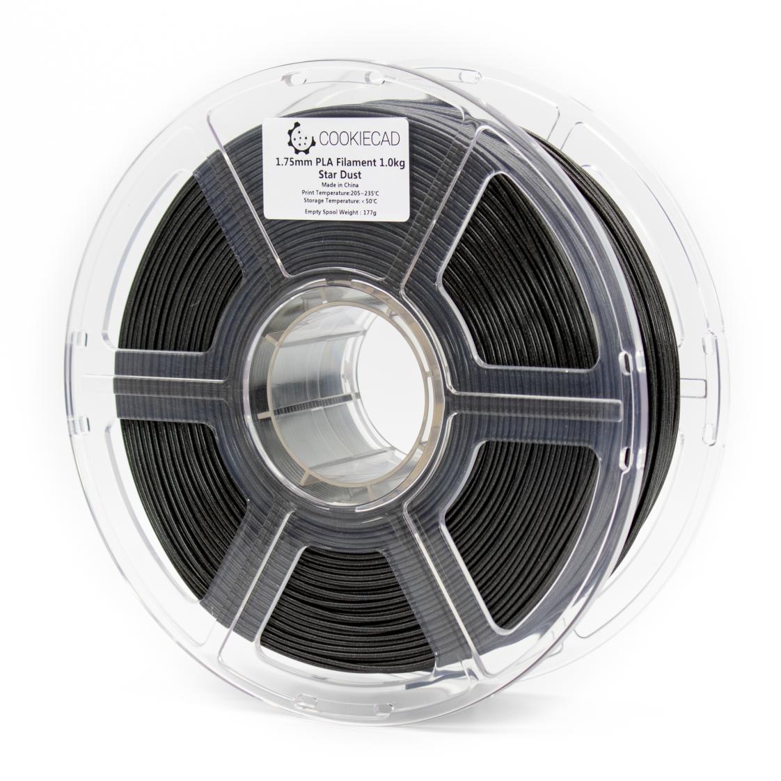 Cookiecad Star Dust Glitter Black PLA filament 1.75mm 1kg – black with fine glitter, spool