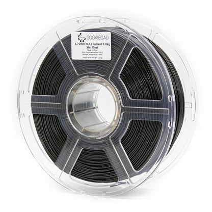 Cookiecad Star Dust Glitter Black PLA filament 1.75mm 1kg – black with fine glitter, spool