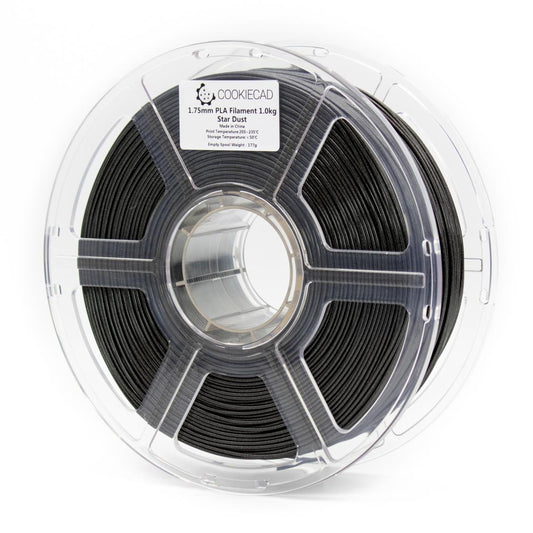 Cookiecad Star Dust Glitter Black PLA filament 1.75mm 1kg – black with fine glitter, spool
