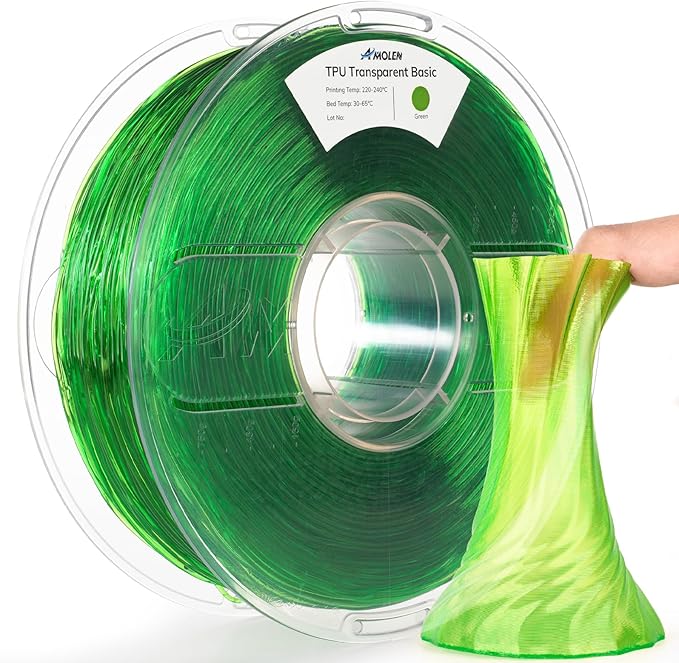 AMOLEN Transparent TPU Clear Green colorway — spool product shot