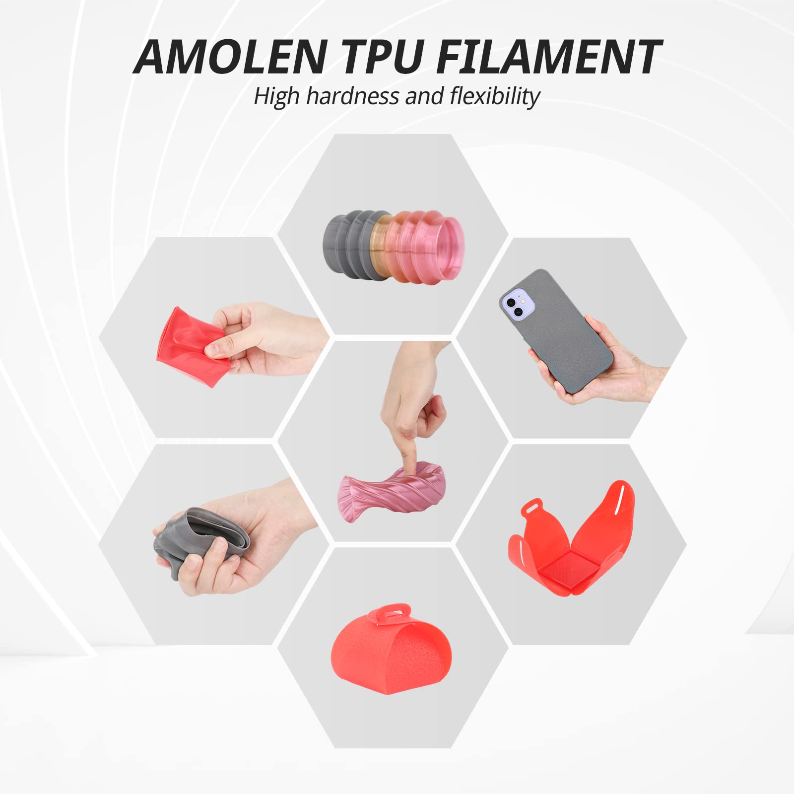 AMOLEN TPU Rainbow filament — vacuum-sealed packaging with desiccant for moisture protection