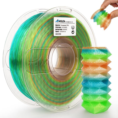 AMOLEN TPU Blue Green Orange Translucent Rainbow — semi-transparent rainbow 1KG spool