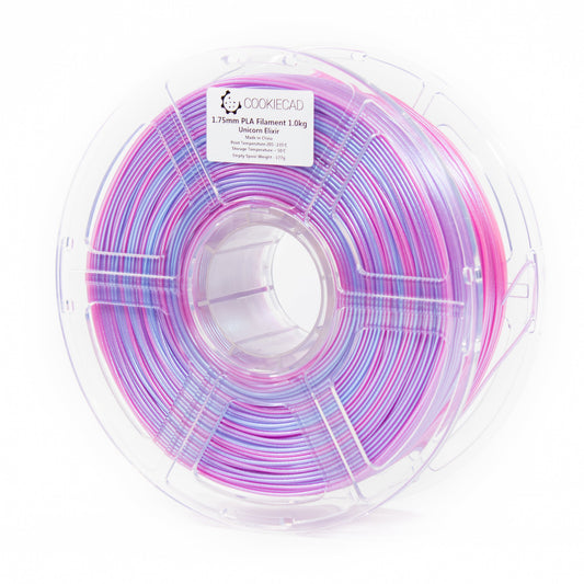Cookiecad Unicorn Elixir PLA filament 1.75mm 1kg – pink to purple to blue gradient with shimmer, spool