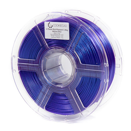 Cookiecad Witches Blue PLA filament 1.75mm 1kg – deep blue with purple mica shimmer, spool