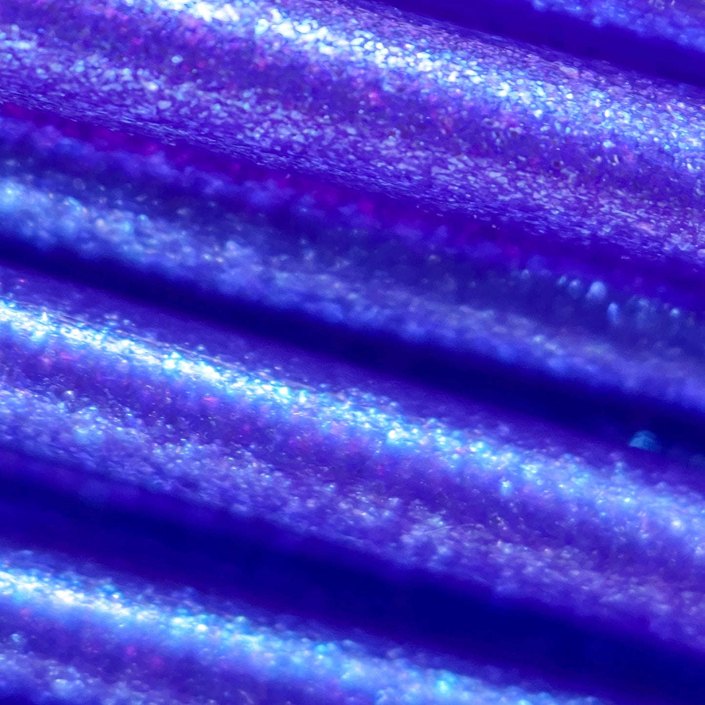 Cookiecad Witches Blue PLA filament detail – color-shifting mica surface