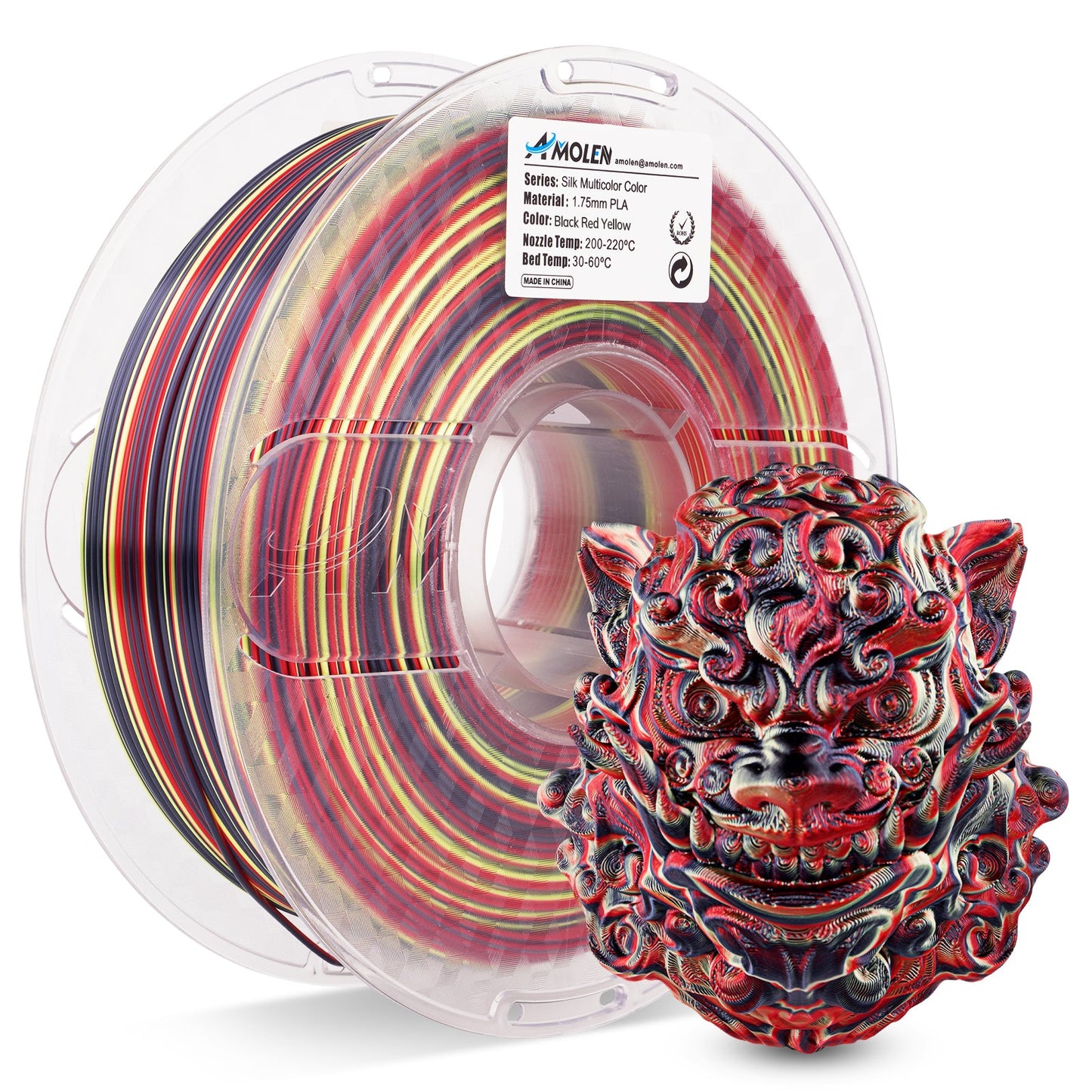 AMOLEN S-Series Silk PLA spiral multicolor filament — alternate product angle or colorway detail shot