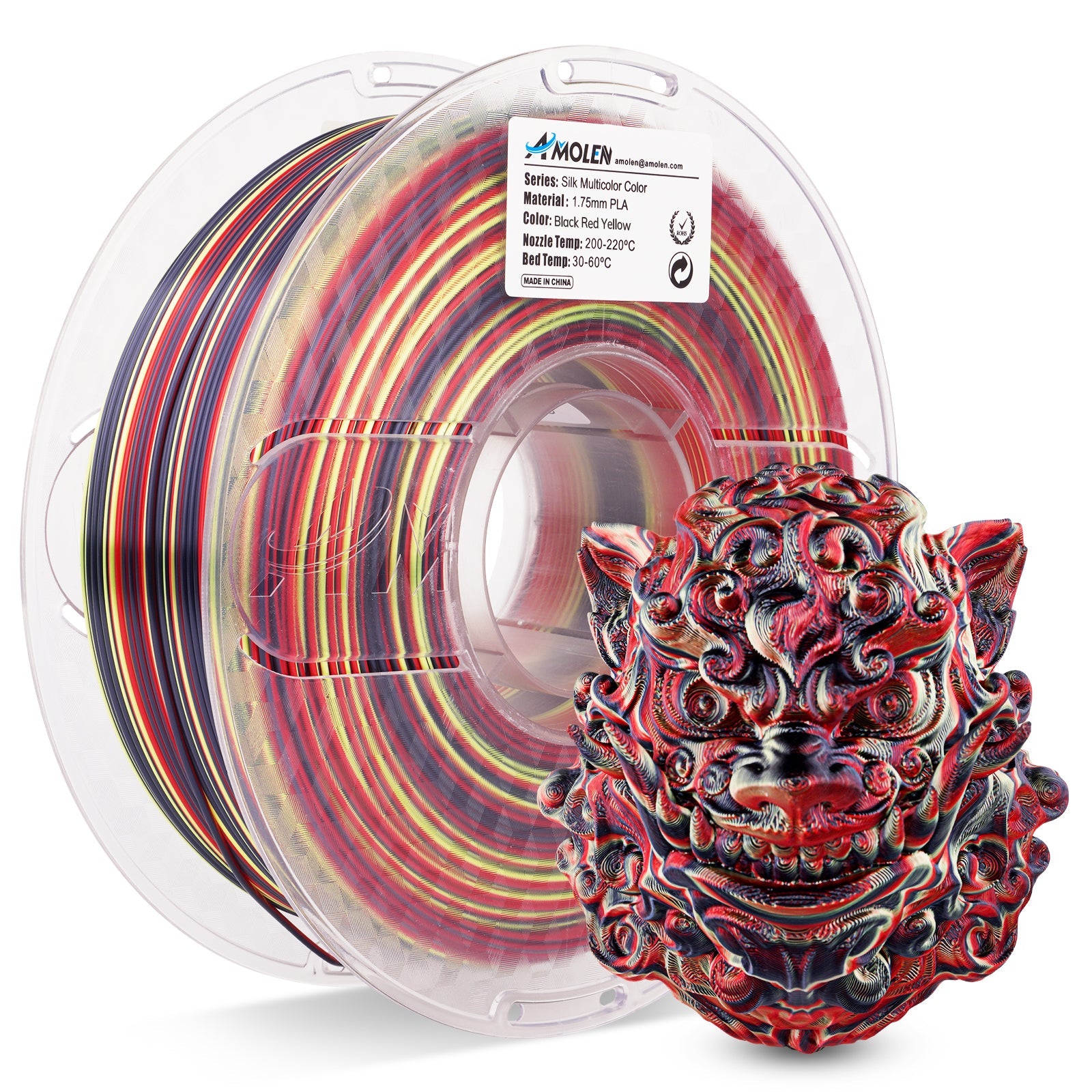 AMOLEN S-Series Silk PLA spiral multicolor filament — alternate product angle or colorway detail shot