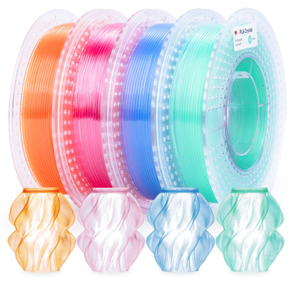 AMOLEN Crystal-Transparent Gradient PLA Variety Pack 4×200g — Crystal and Transparent filament bundle