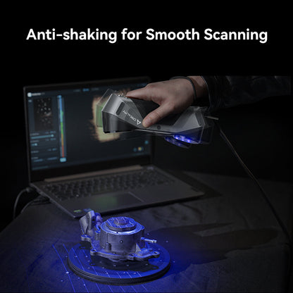 CR-Scan Raptor anti-shake stabilization for smooth handheld 3D scanning