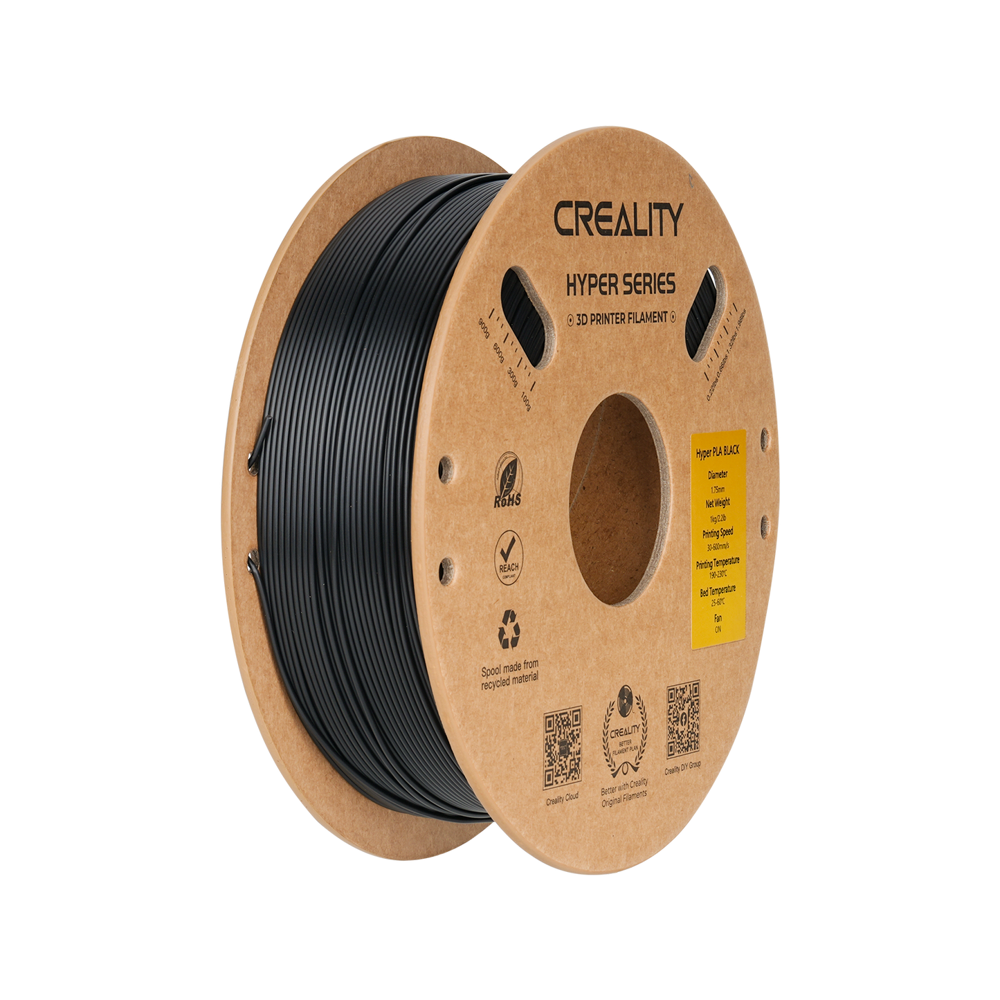 Creality Hyper Series PLA 1kg Filament in black – 1.75 mm 3D printing material