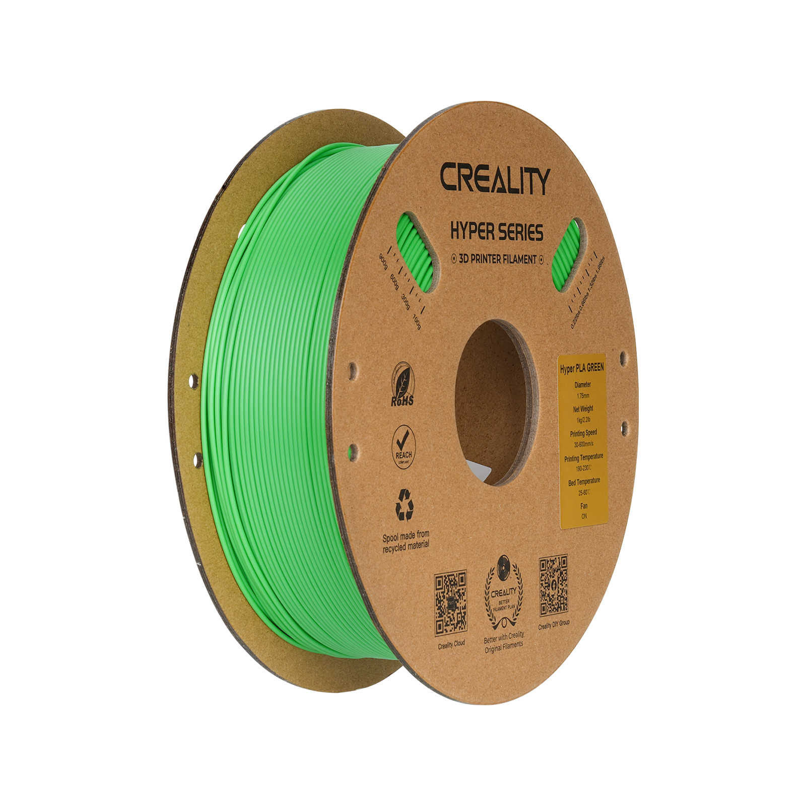 Creality Hyper Series PLA filament 1kg spool in green – 1.75mm high-speed 3D printing material – VectorDesignsArizona