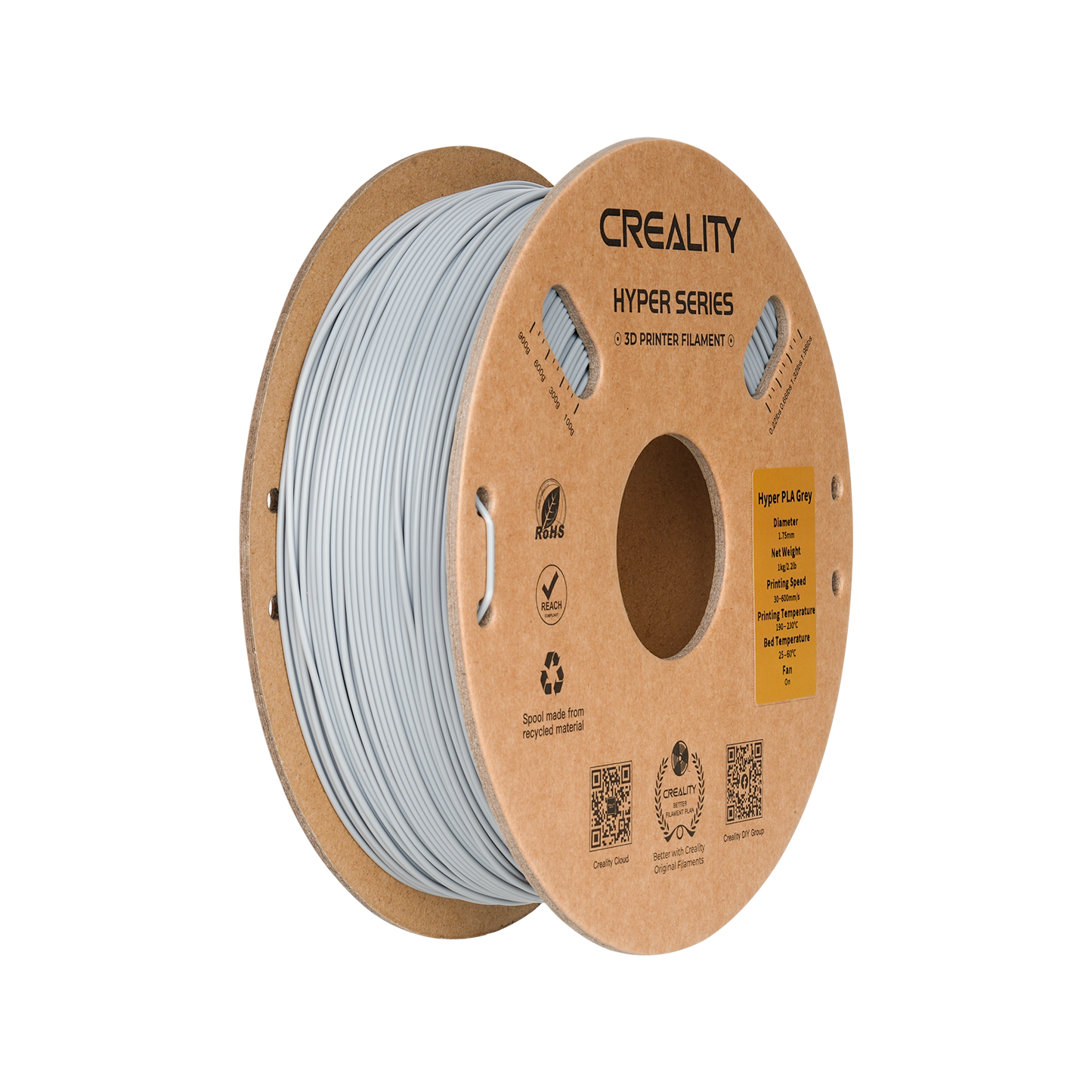 Creality Hyper Series PLA 1kg Filament in grey – 1.75 mm 3D printing material