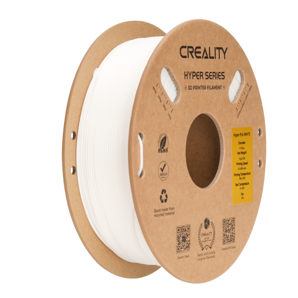 Creality Hyper Series PLA 1kg Filament in white on eco-friendly cardboard spool – VectorDesignsArizona