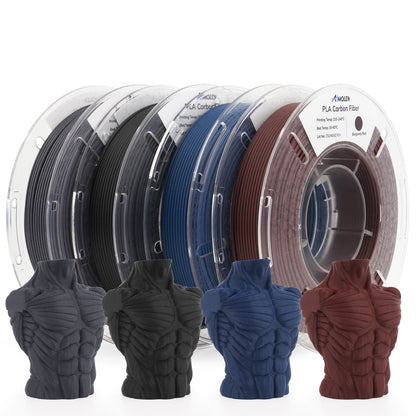 Amolen PLA Carbon Fiber Variety Pack 4×200g — two bundle options, matte CF finish