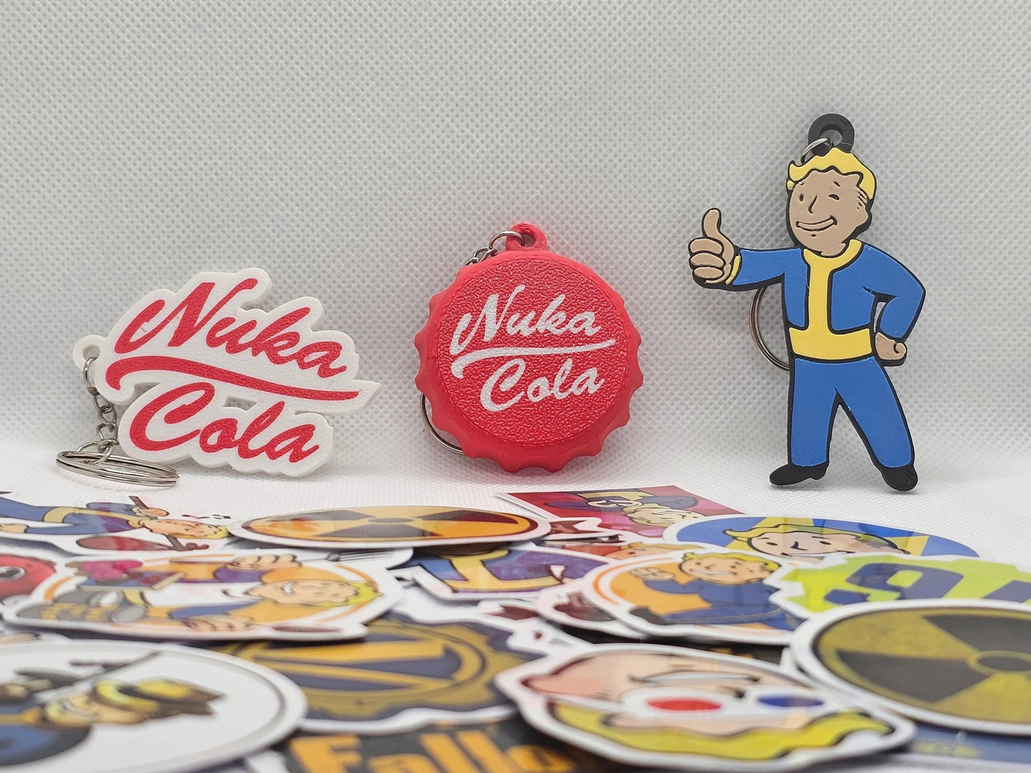 Fallout Keychains with Free Stickers - Unique Gamer Gifts, Vault - Tec, Nuka Cola, Fallout Shelter CollectiblesKeychainVectorDesignsArizonaVaultBoy