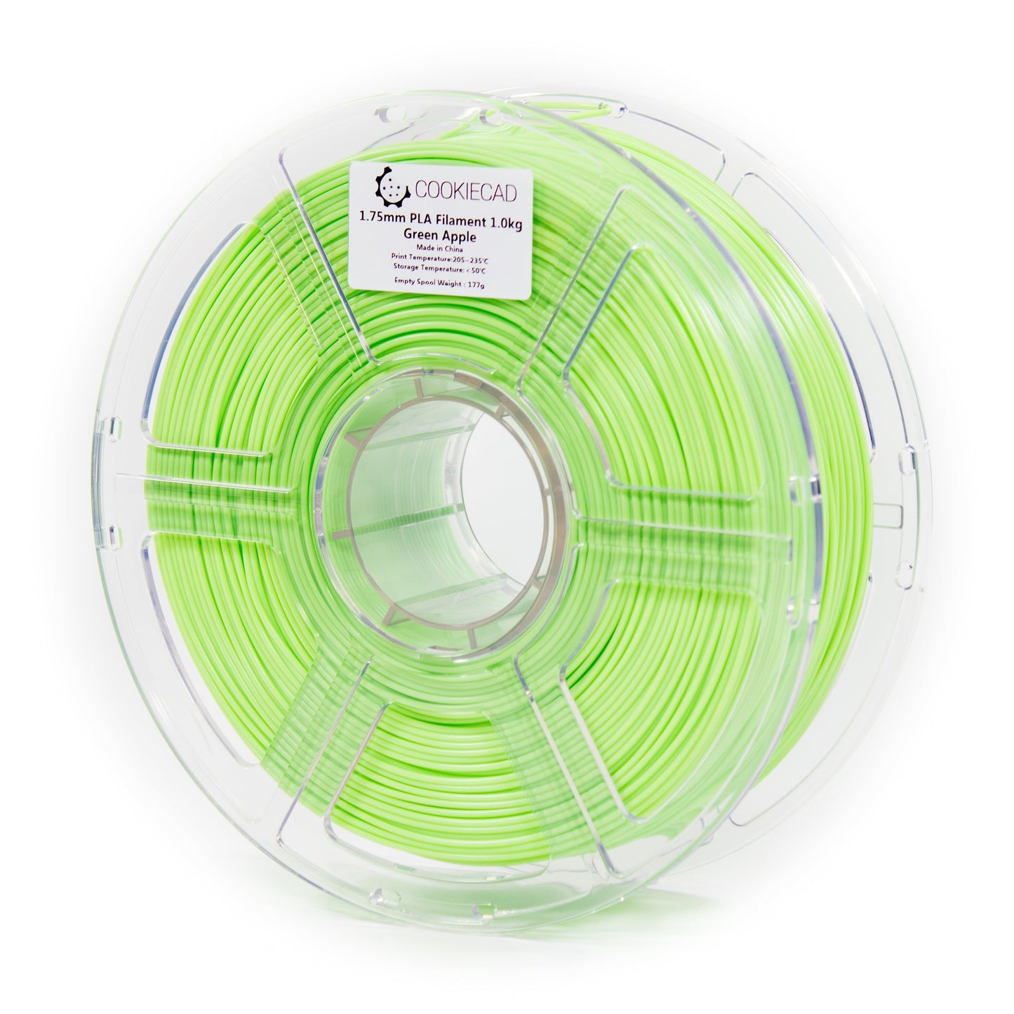 Cookiecad Green Apple PLA filament 1.75mm 1kg – bright vivid green spool