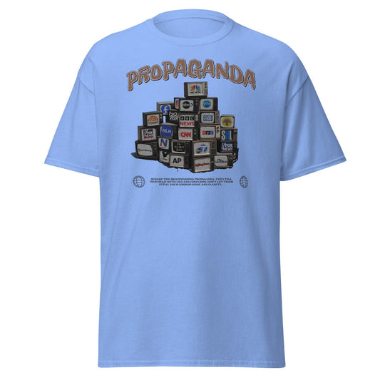 Political satire humor shirt in light blue cotton unisex tee by VectorDesignsArizona.