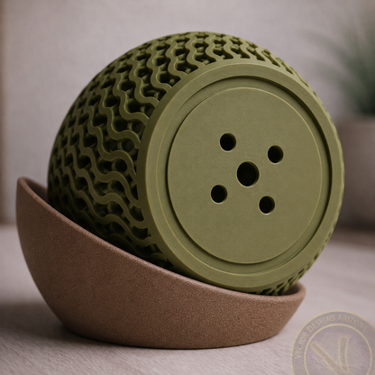 Bottom view of the olive green Solara Wave Planter showing drainage holes and wave-cutout planter design.