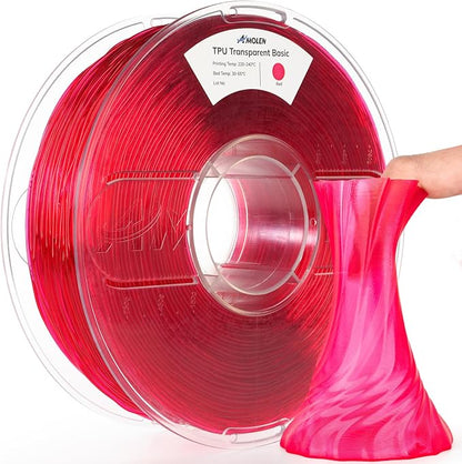 AMOLEN Transparent TPU Clear Red colorway — spool product shot