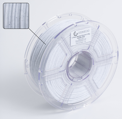 Cookiecad Vanilla Chip Marble PLA filament detail – stone-like marble pattern