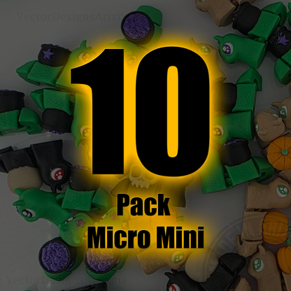 Graphic reading “10 Pack Micro Mini” over collage of spooky snail figures.