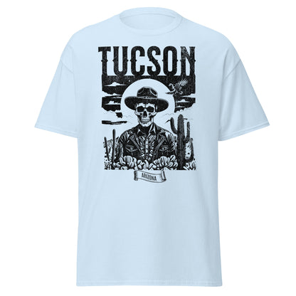Classic Tucson Arizona graphic T-shirt in light blue cotton by VectorDesignsArizona
